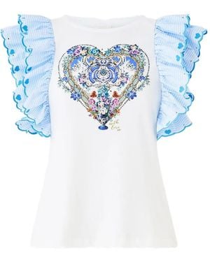 CAMILLA Frill-Sleeve T-Shirt - Blue