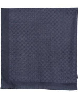 Gucci Gg Supreme Patterned Wool Scarf - Blue