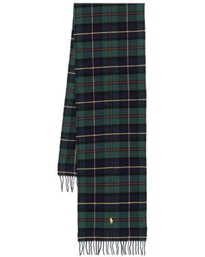 Polo Ralph Lauren Tartan Wool-Cashmere Fringed Scarf - Green