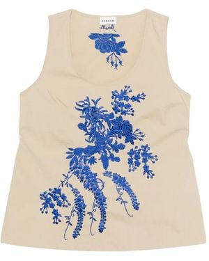 P.A.R.O.S.H. Ninja Embroidered-Detail Belted Top - Blue