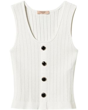 Twinset Button-Up Knitted Top - White