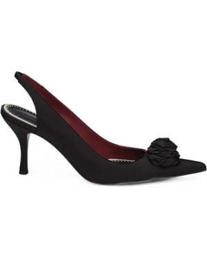 Magda Butrym Rose Slingback Satin Pumps - Black