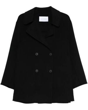Iris Von Arnim Double-Breasted Notched-Lapel Coat - Black