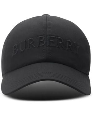 Burberry Logo Gabardine Baseball Cap - Black