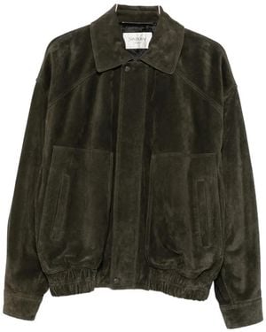 Saint Laurent Suede Bomber Jacket - Green