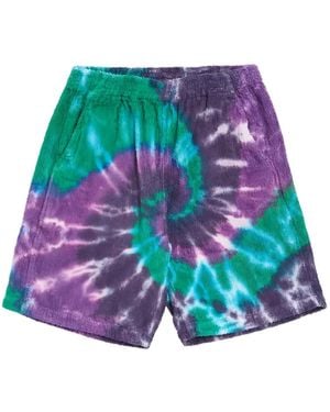 South2 West8 Frottee-Shorts mit Batikmuster - Blau