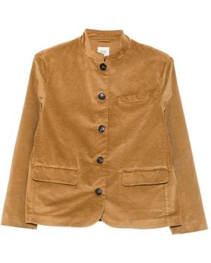 19.61 MILANO Velvet Band-Collar Jacket - Brown