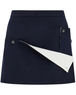 Ferragamo Tailored Mini Skirt With Button Detail - Blue