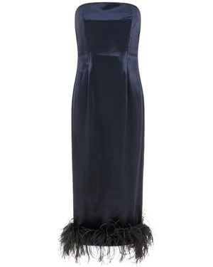 16Arlington Minelli Feather-Trim Velvet Midi Dress - Blue