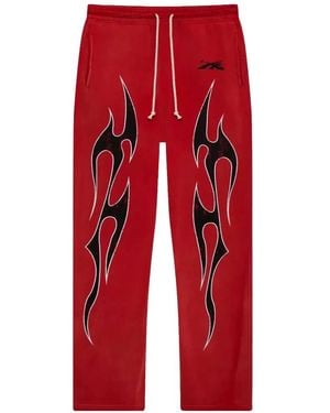 HELLSTAR Flame-Print Track Pants - Red