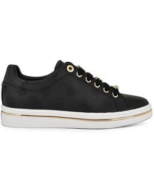 Guess Stasey 4G Logo-Embossed Lace-Up Trainers - Black