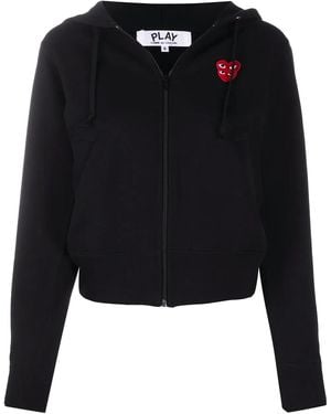 COMME DES GARÇONS PLAY Logo-Motif Zip-Up Hoodie - Black