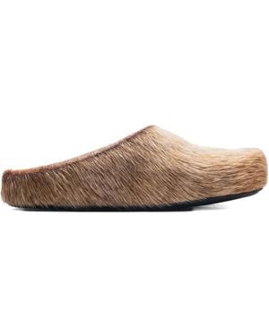 Marni Slippers Con Pelliccia - Marrone