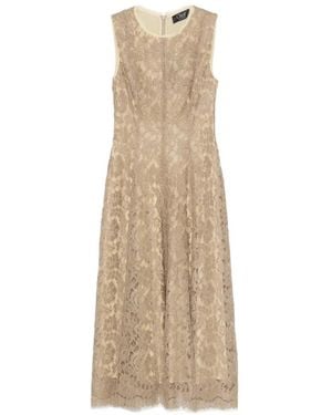 Clips Vestido Midi Con Encaje Floral - Neutro