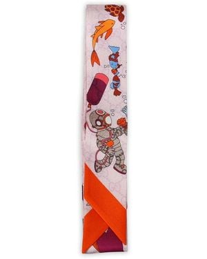 Gucci Cartoon-Print Scarf - Red