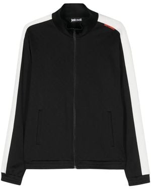 Just Cavalli Jacquard-Logo Motif Zipped Sweatshirt - Black