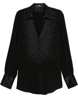Ermanno Scervino Floral-Embroidered Shirt - Black
