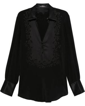 Ermanno Scervino Floral-Embroidered Shirt - Black