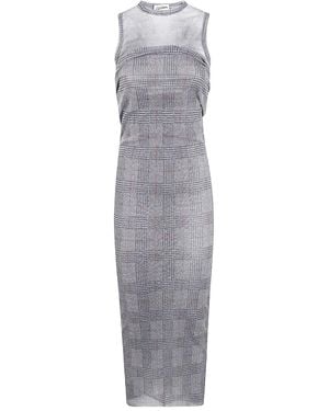 Jean Paul Gaultier Mesh-Panelled Check Maxi Dress - Grey