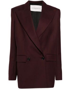 Nina Ricci Wool Peak Lapel Blazer - Purple