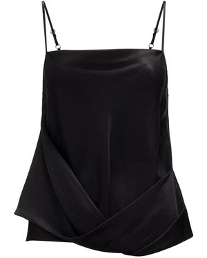 JW Anderson Draped Satin Tank Top - Black