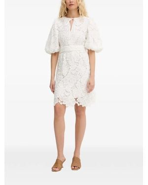 Silvian Heach Guipure-Lace Belted Mini Dress - White