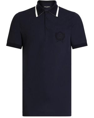 Dolce & Gabbana Embroidered Logo Polo Shirt - Blue