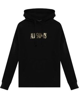 AllSaints Logo-Print Organic-Cotton Hoodie - Black