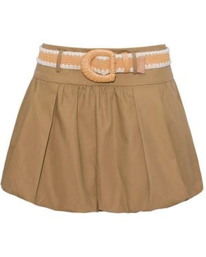 Cara Cara Belted Bubble-Hem Shorts - Natural