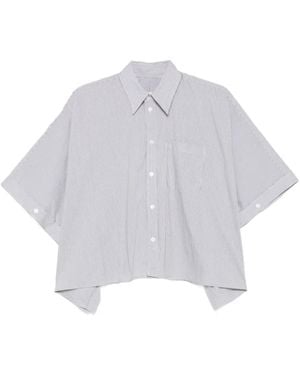 MM6 by Maison Margiela Striped Asymmetric-Hem Shirt - White