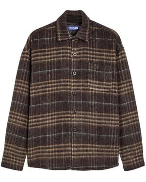 Picante Checked-Pattern Chest-Pocket Shirt - Brown