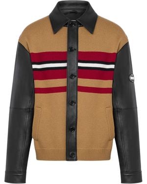 Moschino Knitted-Panel Leather Jacket - Red