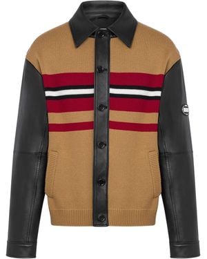 Moschino Knitted-Panel Leather Jacket - Red