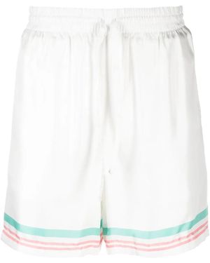 CASABLANCA Tennis Club Icon Silk Sports Shorts - White