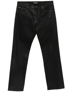 Tom Ford Pantalones Rectos Revestidos - Negro