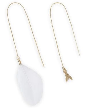 Patrizia Pepe Fly-Motif Feather-Pendant Earrings - White
