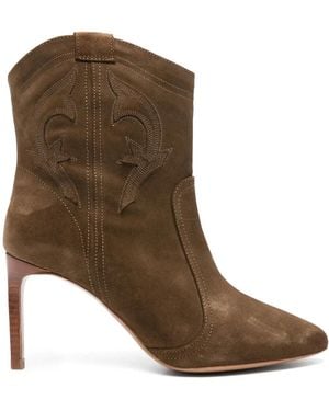 Ba&sh Suede Western-Style Stiletto Ankle Boots - Brown