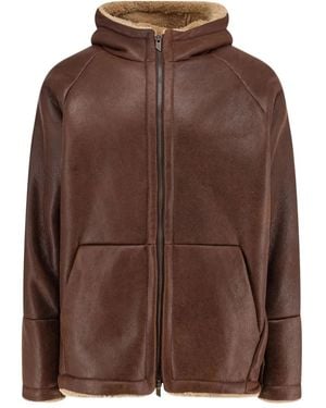 Salvatore Santoro Hooded Leather Jacket - Brown