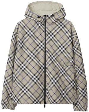 Burberry Equestrian Knight Check Hooded - Gray