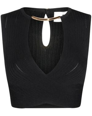 Elisabetta Franchi Metal Detail Keyhole Top - Black