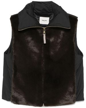 Max & Moi Faux-Fur Panelled Padded Gilet - Black