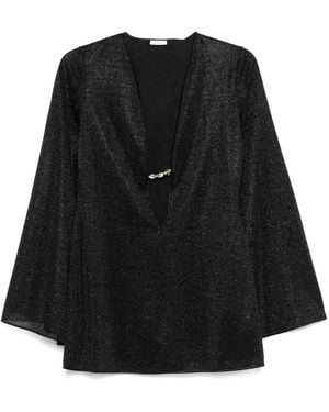 Oséree Lurex Thread Kaftan Dress - Black