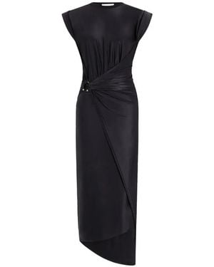 Rabanne Gathered-Detail Draped Midi Dress - Black