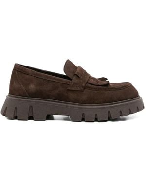 SERGIO MORETTI FIRENZE Fringe-Detail Lug-Sole Loafers - Brown