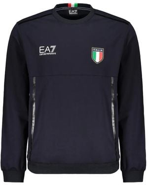 EA7 Logo-Print Italia Sweatshirt - Blue