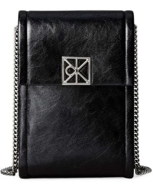 Calvin Klein Emblem-Logo Chain-Strap Mini Phone Bag - Black