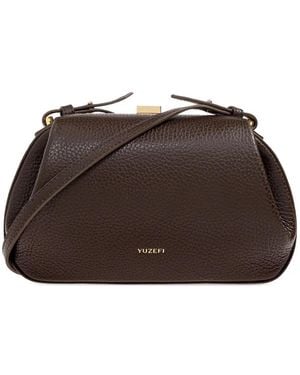 Yuzefi Leather Clasp-Detail Shoulder Bag - Brown