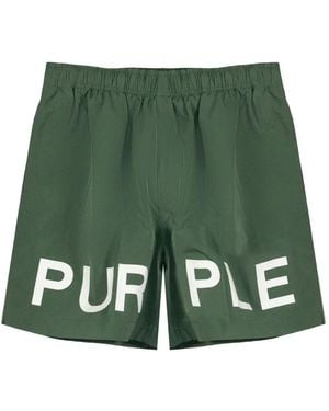 Purple Brand Lightweight Logo-Print Shorts - Green