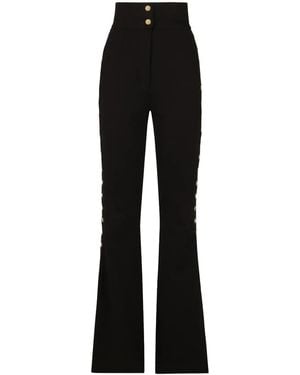 Dolce & Gabbana Button-Detail Bootcut High-Waisted Pants - Black