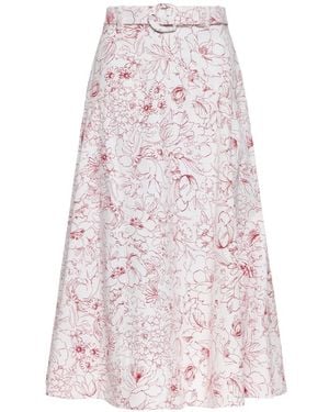 Cinq À Sept Nala Floral-Print Belted Midi Skirt - Pink